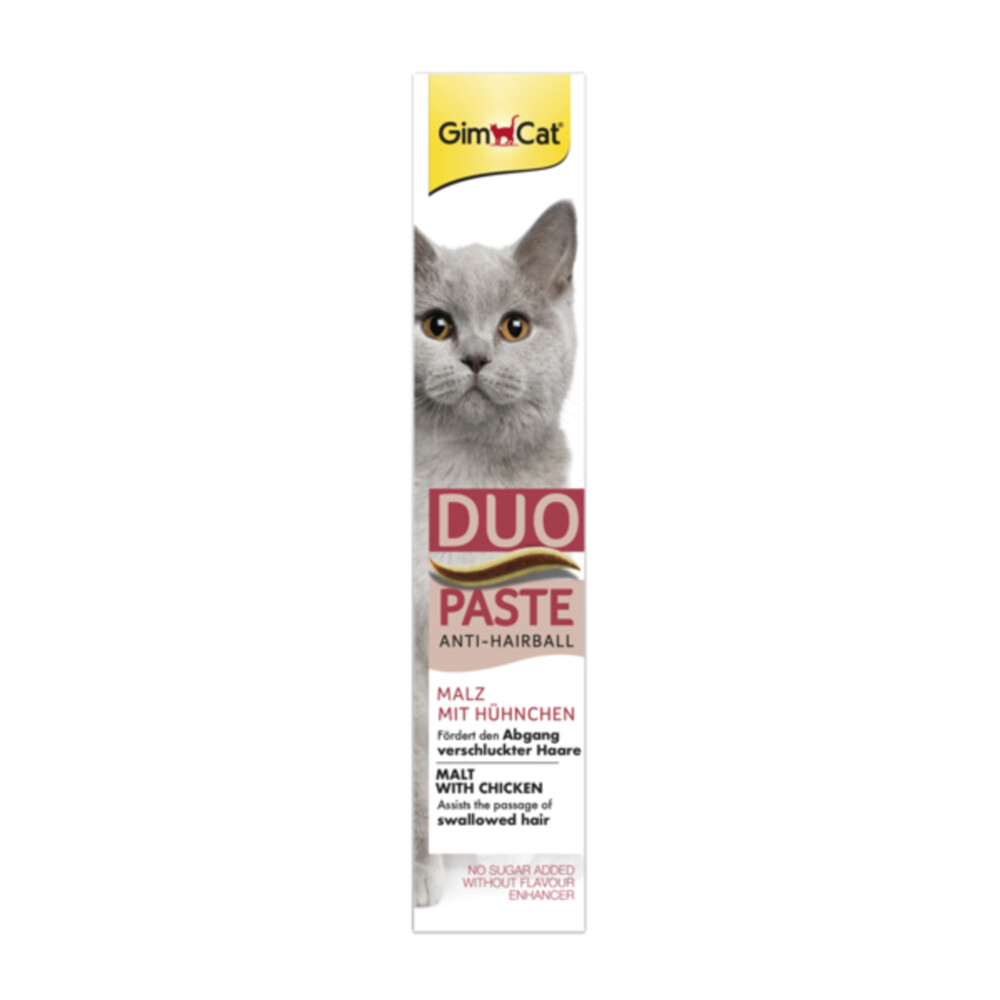 8x GimCat Anti-Hairball Duo-Paste Kip & Mout50 gr