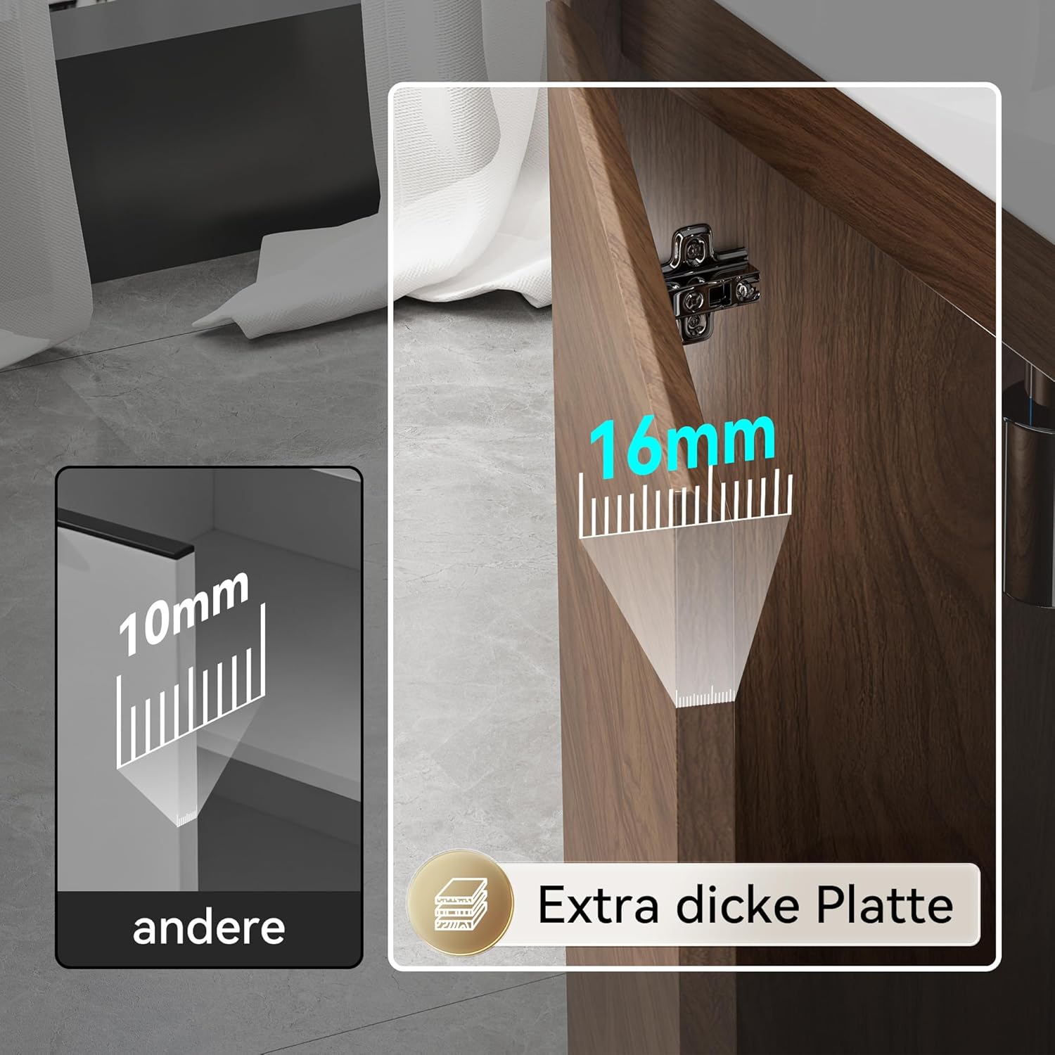 HOROW Badmöbel Set 40 cm, Waschbecken mit Unterschrank, Kleiner Waschbeckenunterschrank Hängend Badezimmerschrank, WC Aufsatzwaschbecken Klein für kleine Bäder, Dunkelbraun