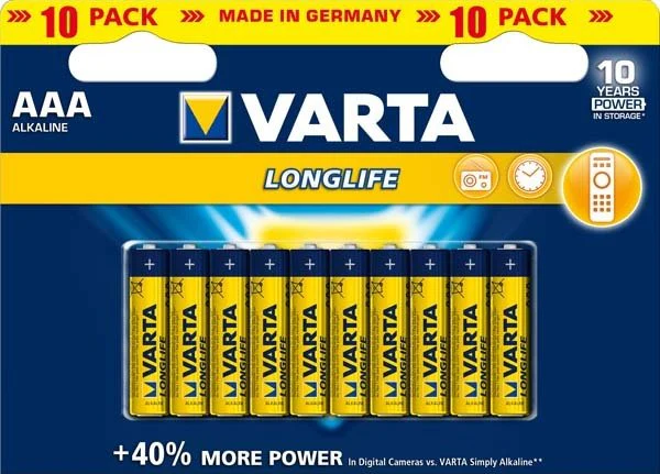 Varta  Longlife batterier AAA, 10 stk.