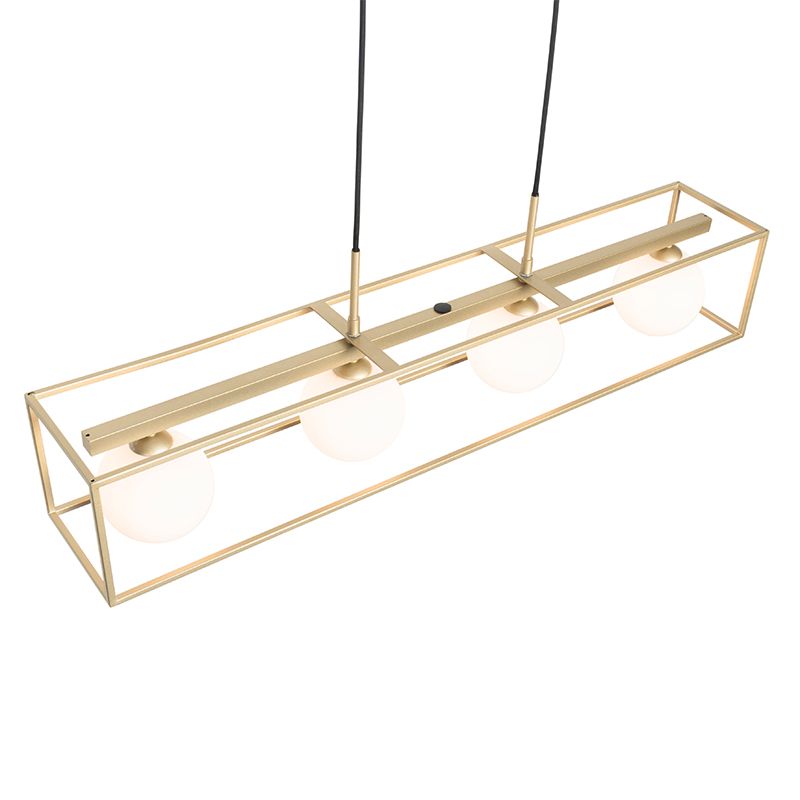 Design hanglamp goud met wit glas 4-lichts - Aniek