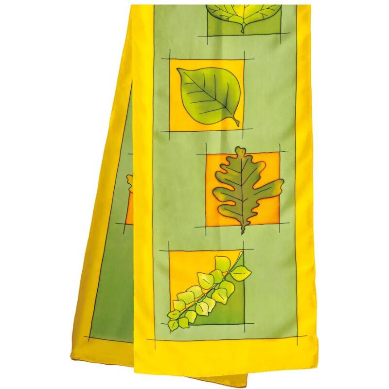 Echarpe 100% soie - 180x43cm Automne - Blanc