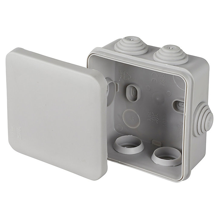 Boîte de dérivation carrée extérieure avec 7 passe-câbles et système de verrouillage 80 x 80 x 45 mm Schneider Electric Mureva gris