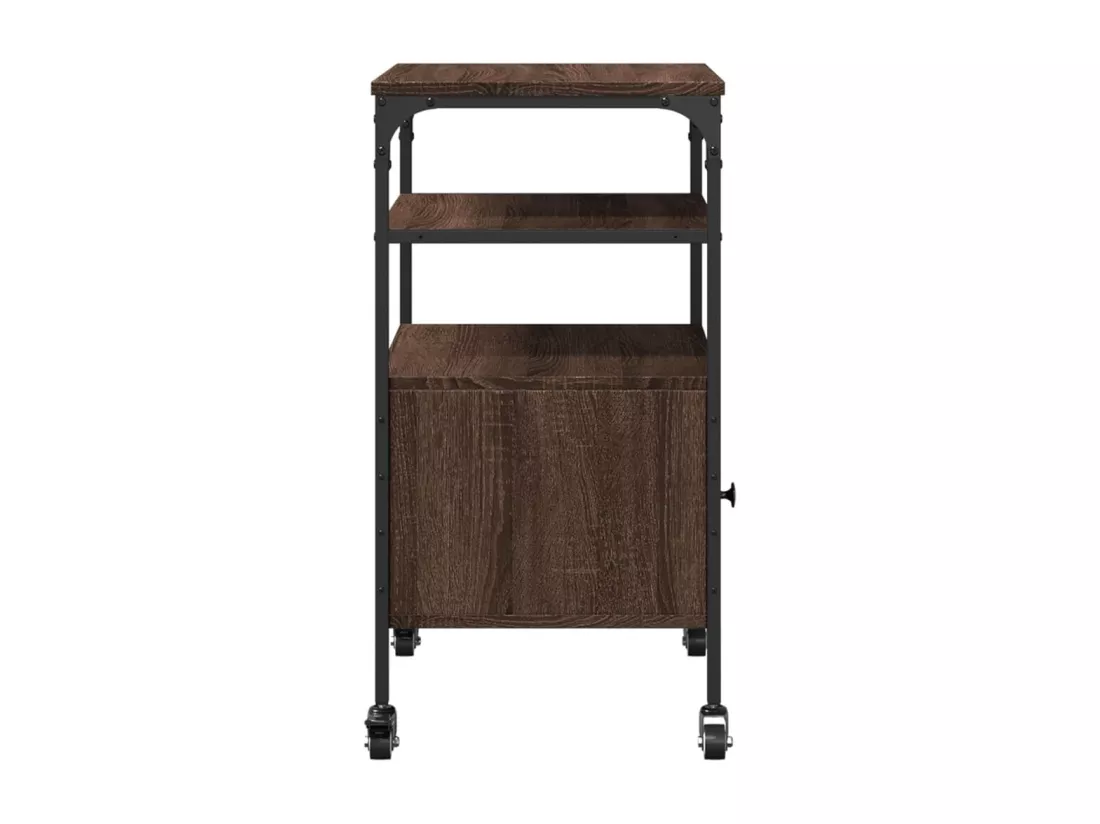 Support d'imprimante à 3 niveaux chêne marron 50x40x76 cm