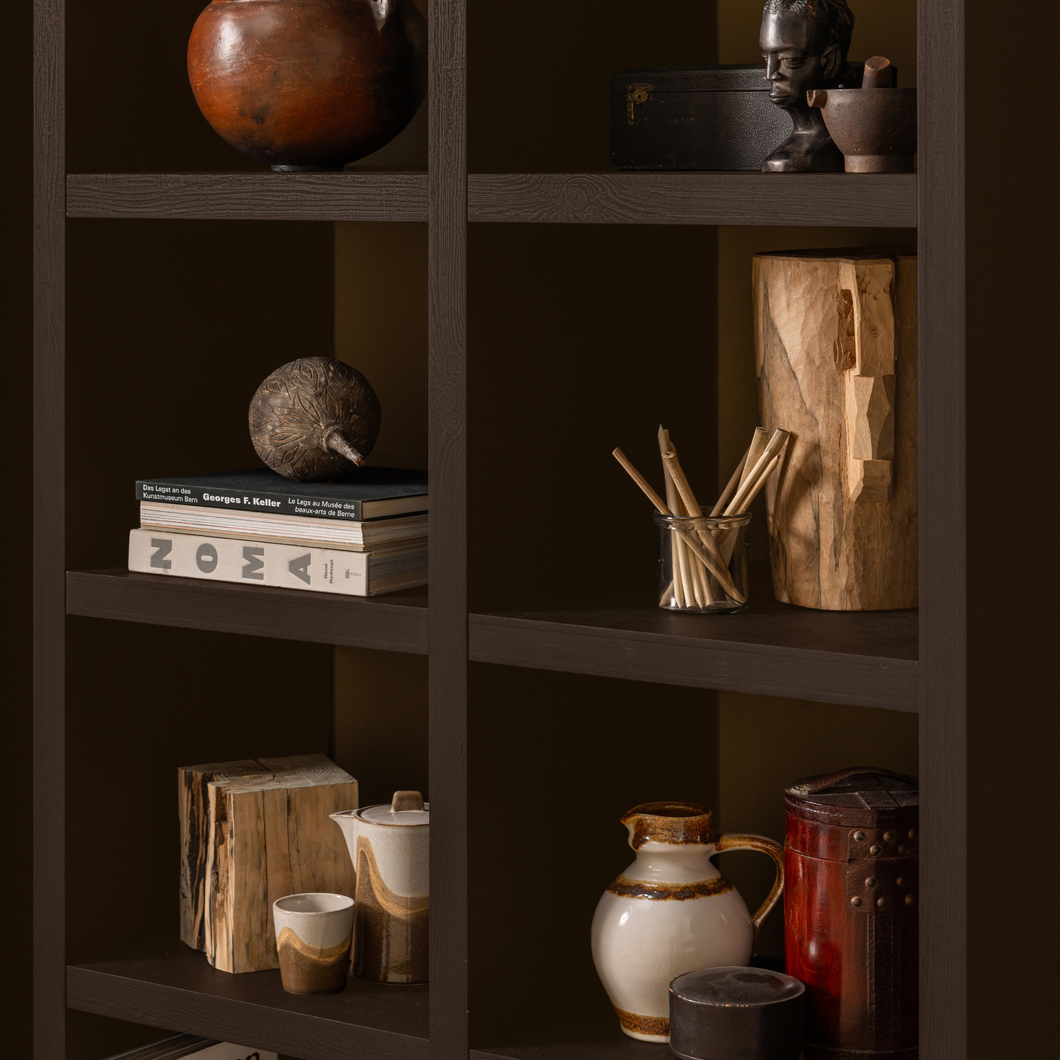WOOOD Timo Open Kast - MDF - Donkerbruin - 195x100x40