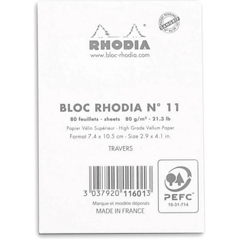 Bloc agrafé N°11 A7 80 feuilles lignées 80 g. - Blanc