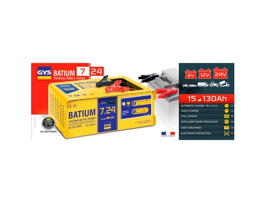 GYS - Chargeur de batterie batium 7-24 15-130 ah 210 w 3/7 a