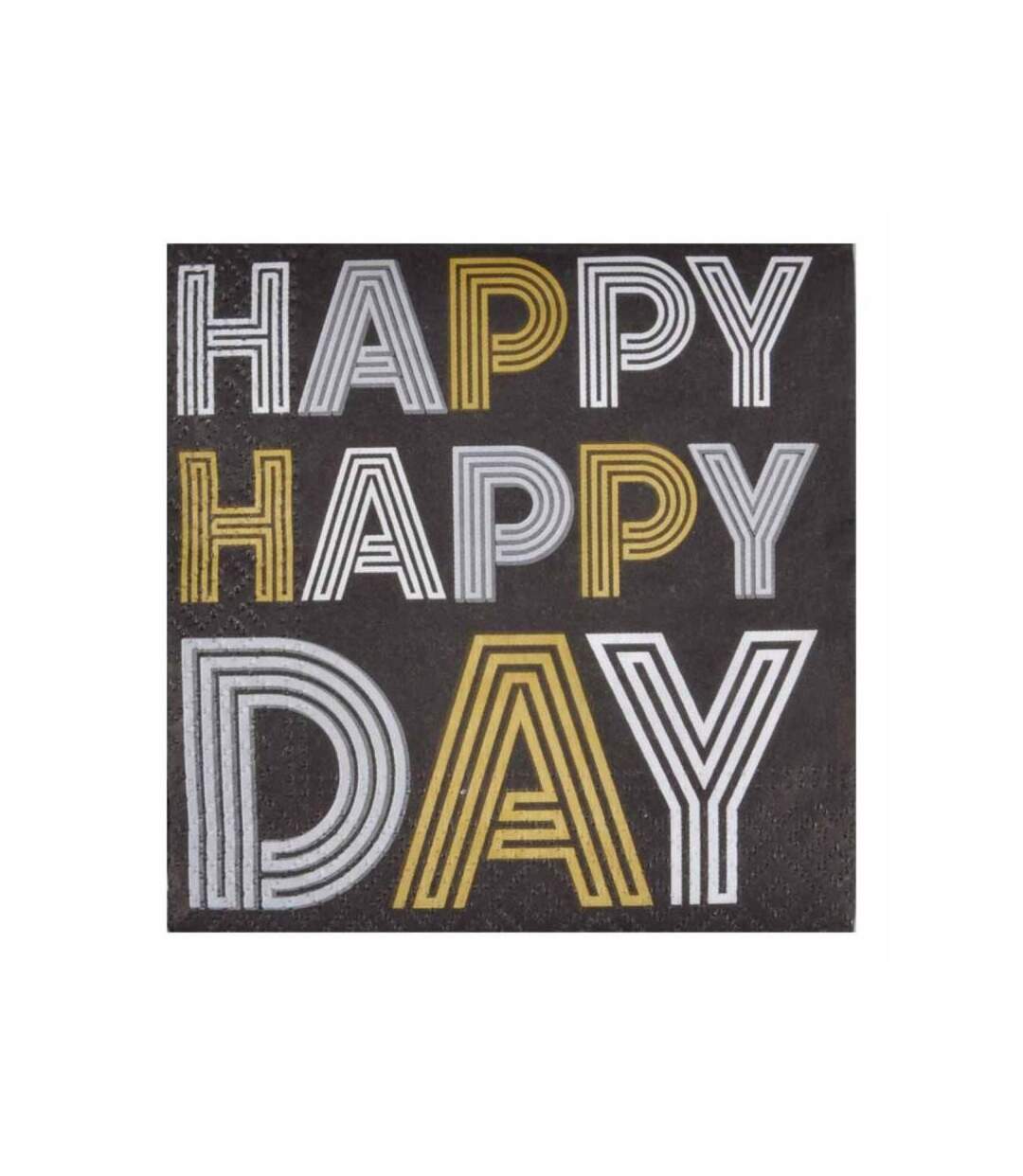 Paris Prix - Lot De 20 Serviettes En Papier happy Birthday 25x25cm Noir