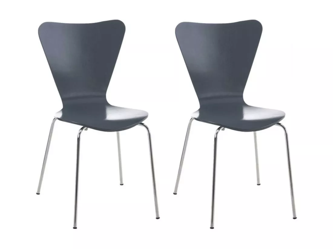 Lot de 2 Chaise de conférence - Bois & Nature - Gris - Calisto
