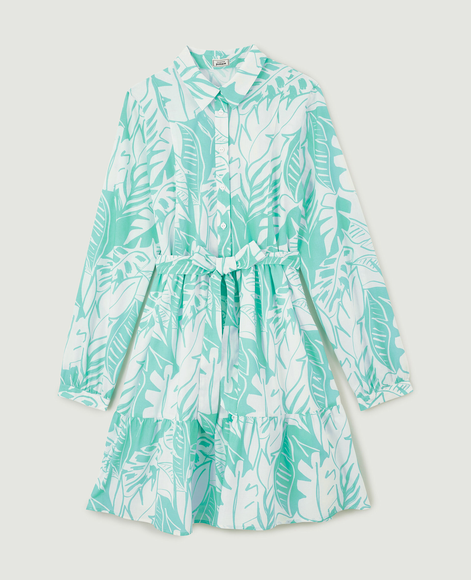 Robe chemise avec volants - Bleu turquoise