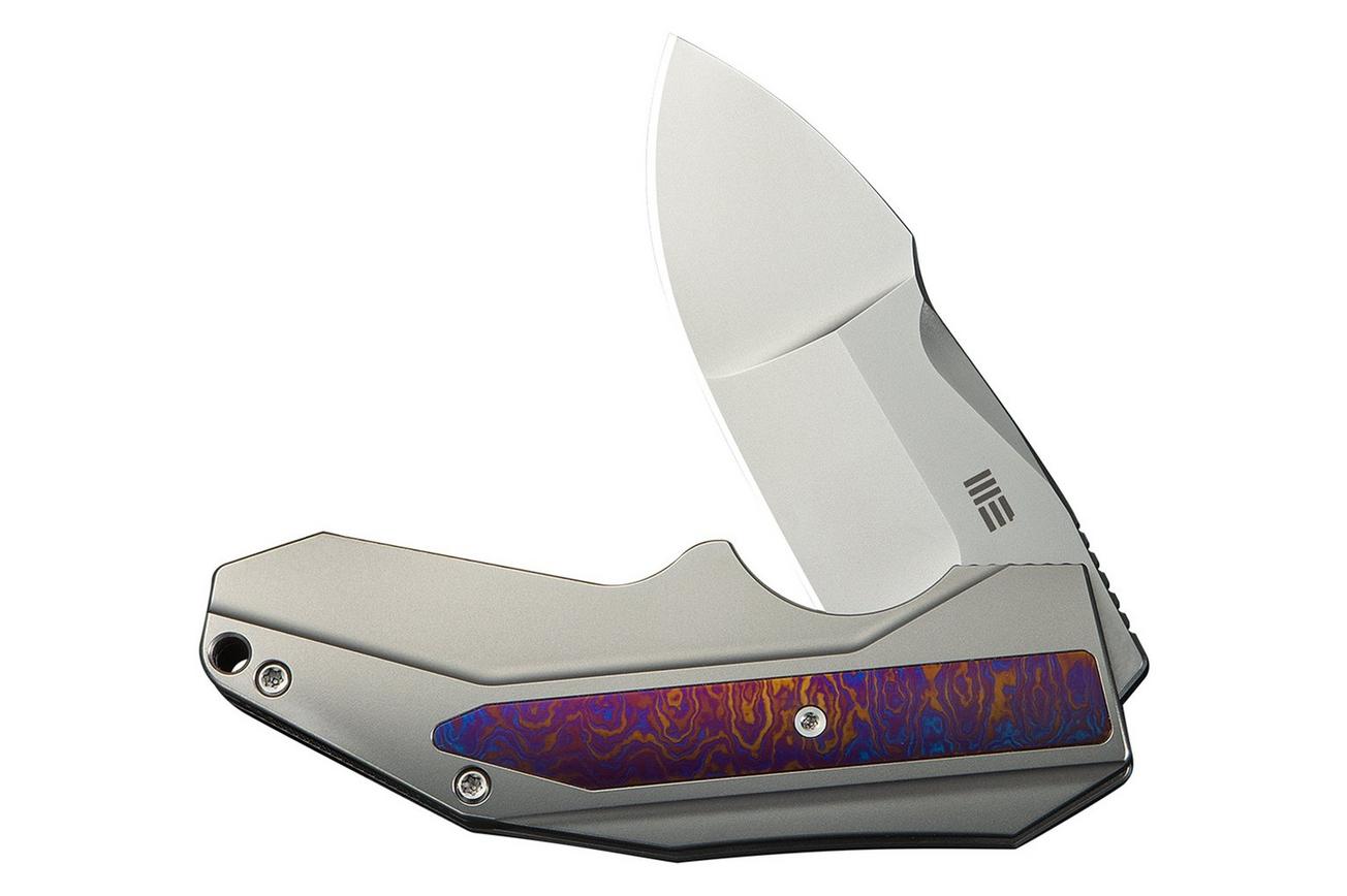 WE Knife Coral WE24044-4, Polished Bead Blasted CPM 20CV, Polished Bead Blasted Titanium, Timascus Inlay zakmes, Gustavo T. Cecchini design