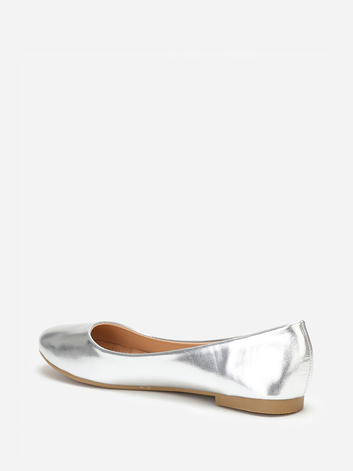 Ballerines à bout arrondi grandes tailles- Argenté