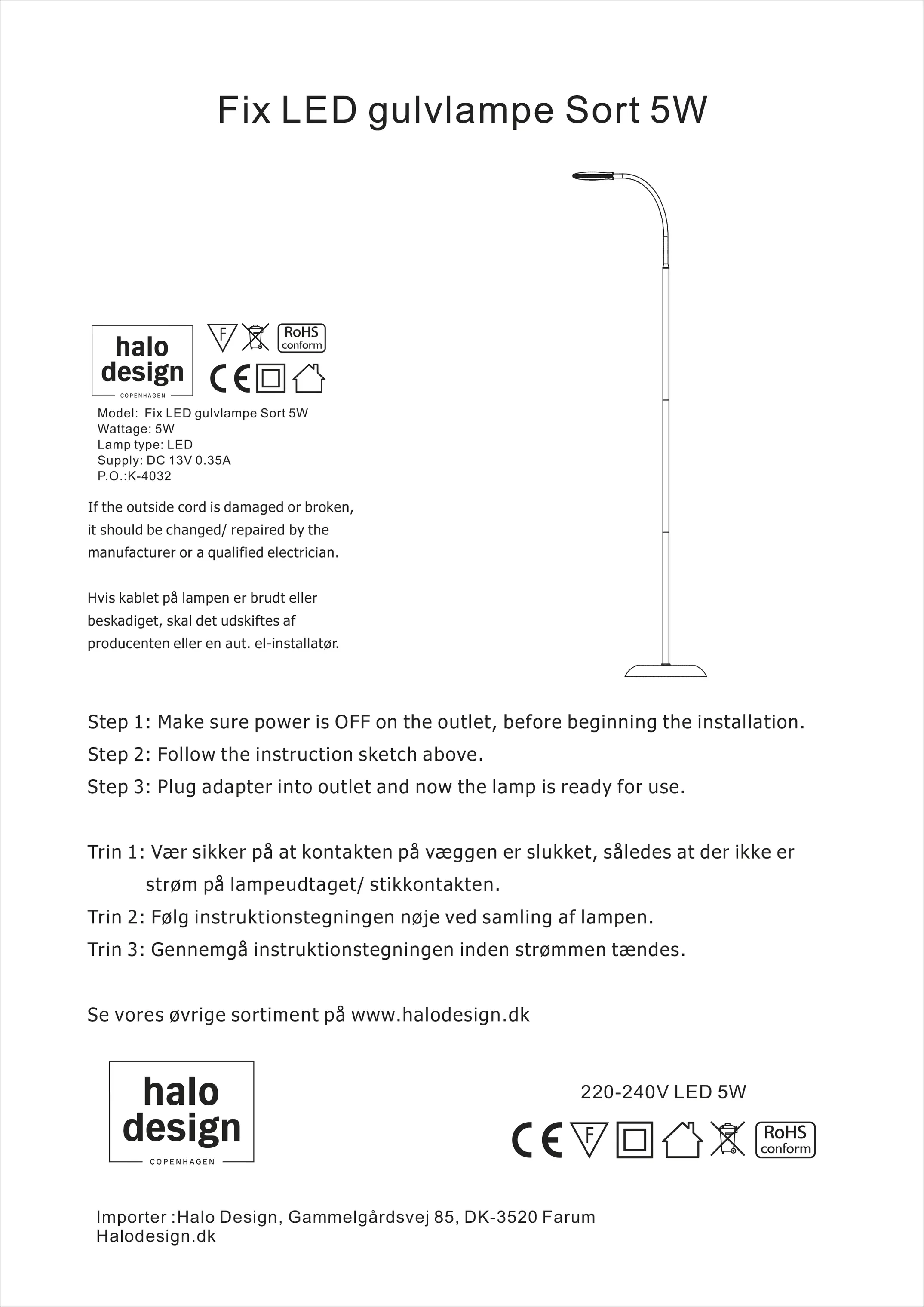 Halo Design Fix 2-arm Gulvlampe