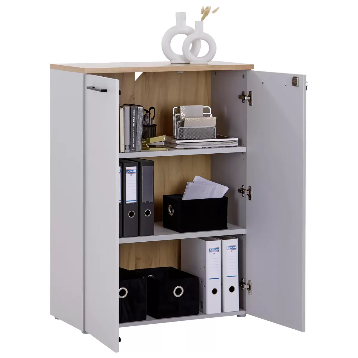 Aktenschrank Kontor K5 hellgrau,Eiche