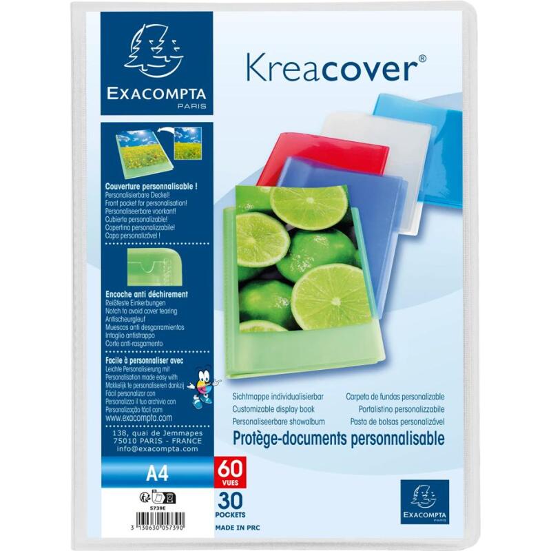 Protège-documents polypropylène semi rigide Kreacover® Chromaline 30 pochettes - 60 vues - A4