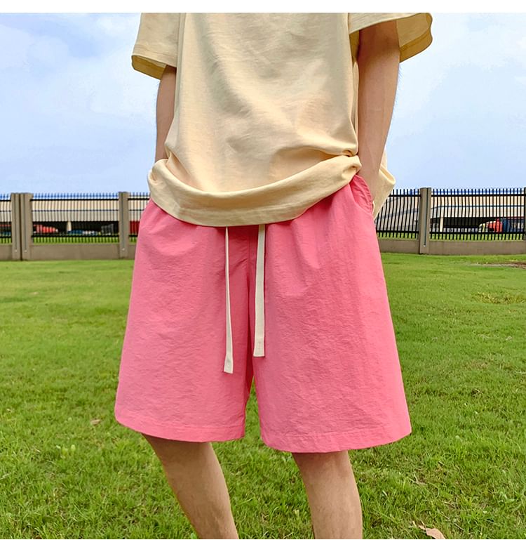 Giuliana - Effen strandshort met trekkoordtaille