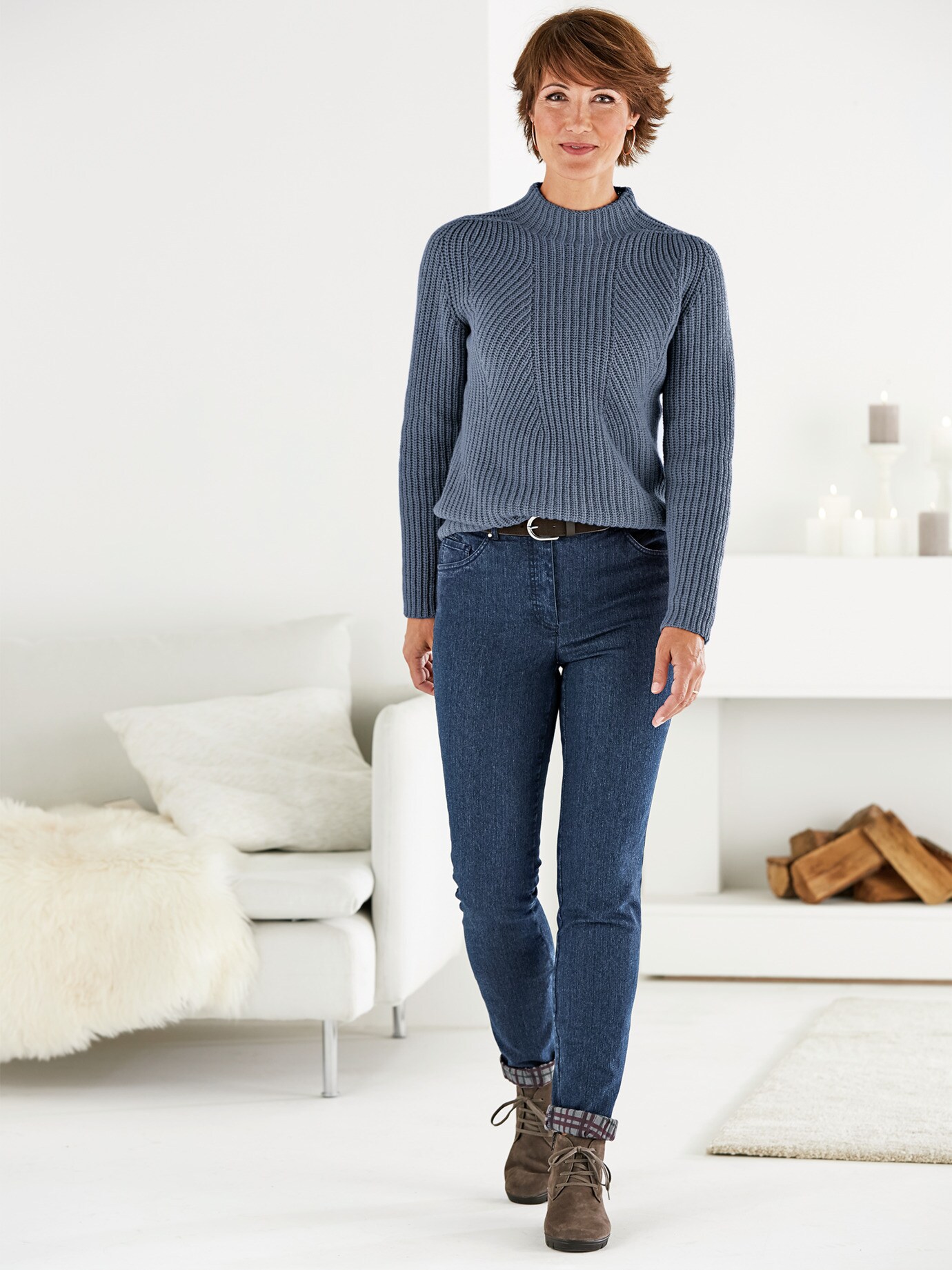 Baumwoll-Pullover Stehkragen