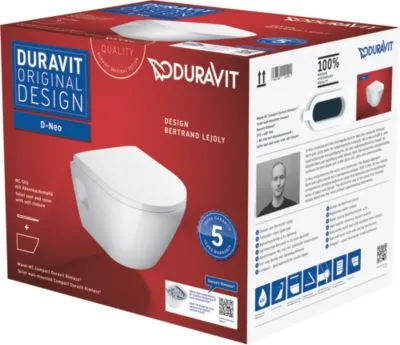 Duravit D-Neo hængeskål/sæde - 370x400x480mm t/indb.cist, åben skylle-rand