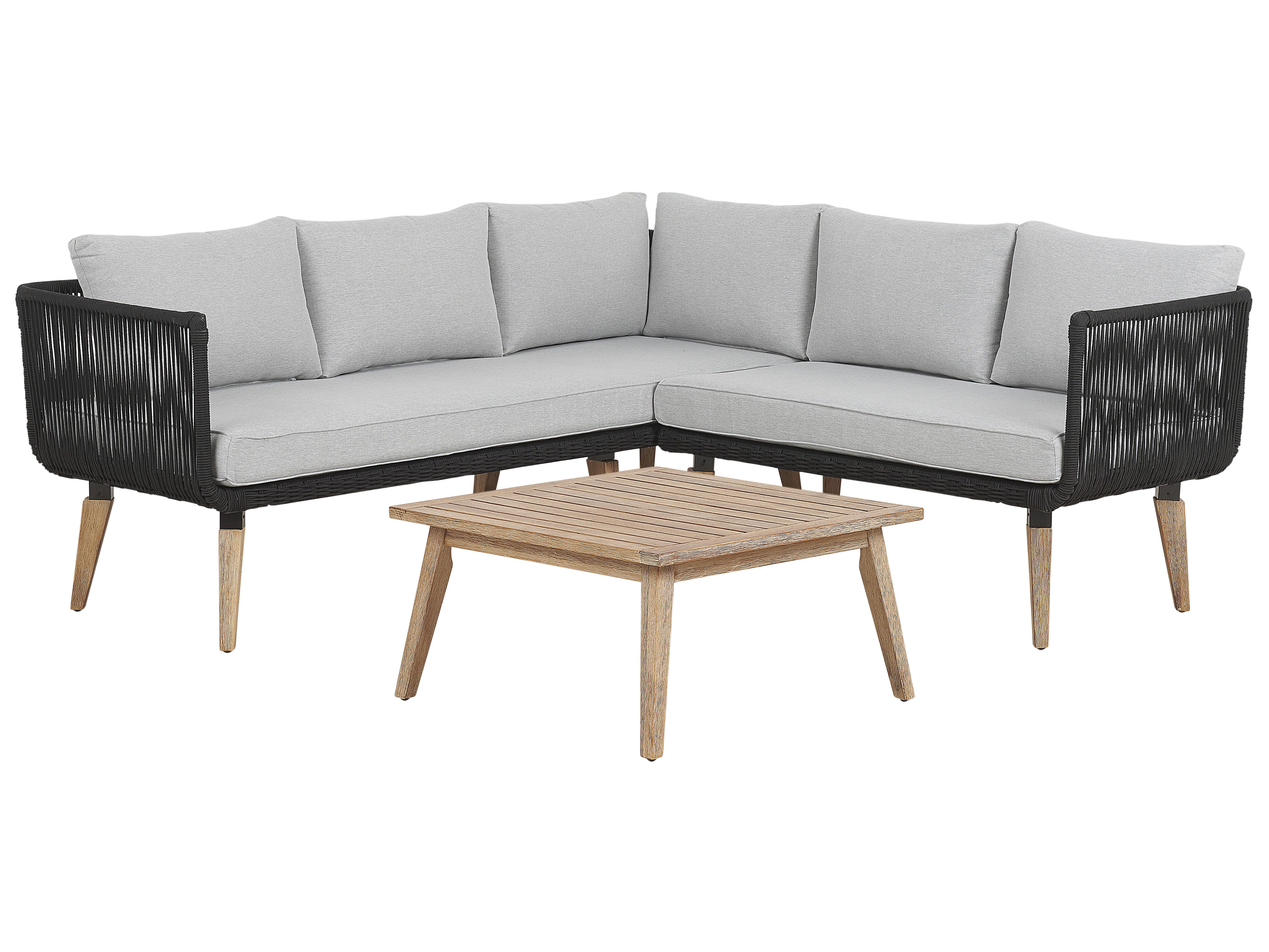 Tuin hoekloungeset met tafel 5-zits ALCAMO linkszijdig Acaciahout Zwart