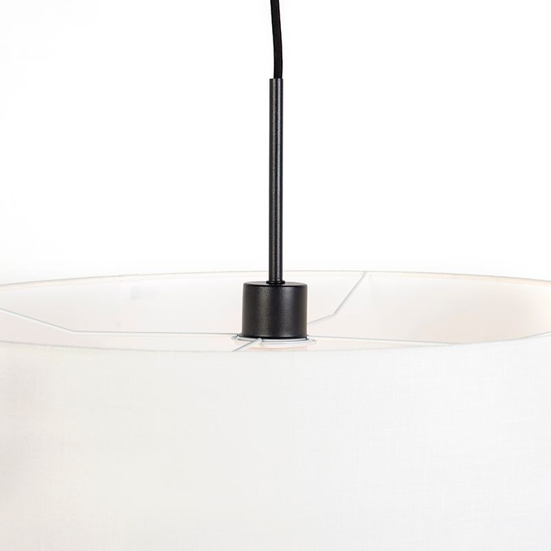 Moderne hanglamp zwart met witte kap 50 cm - Combi 1