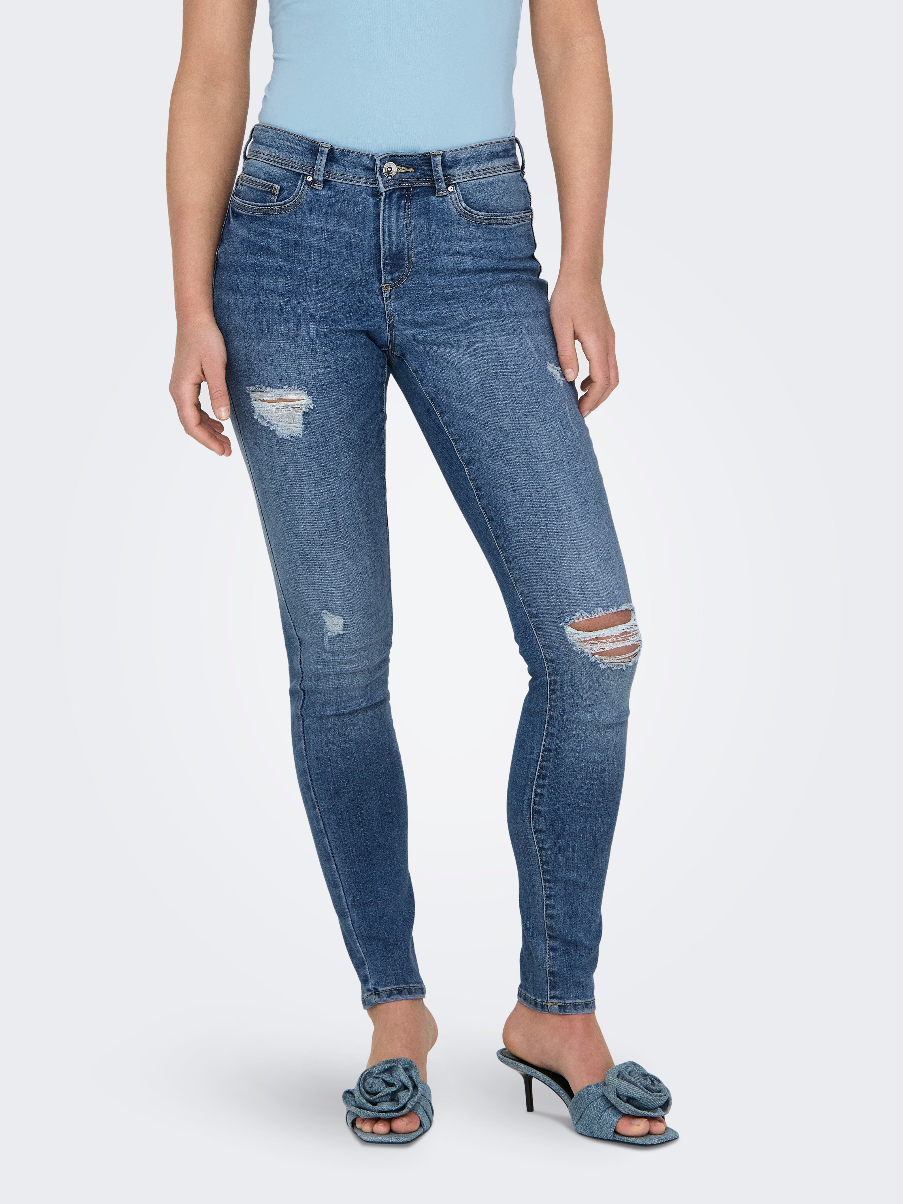 ONLWAUW Mittlere Taille Skinny Fit Jeans Medium Blue Denim