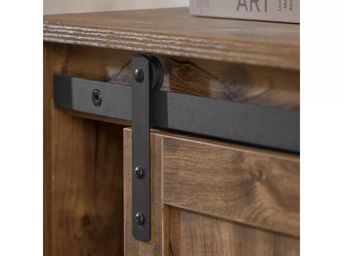 Meuble Bas Meuble Colonne Commode Avec Porte De Grange Coulissante Armoire À Chaussures, Fsb59-n