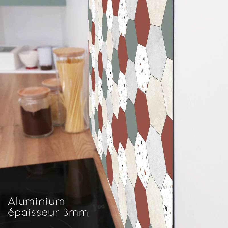 Crédence cuisine Bandeau ALU lot de 2 L 90xH 20cm - MIX & TERRAZZO 99d