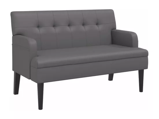 Banc avec dossier gris 112x65,5x75 cm similicuir