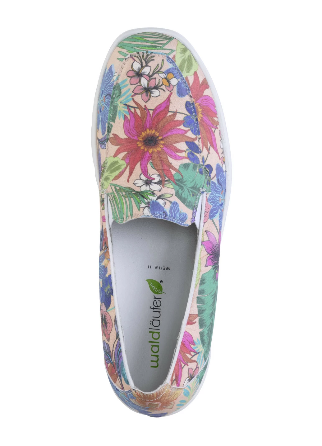 Waldläufer Slipper aus beschichtetem, floral bedrucktem Textilmaterial