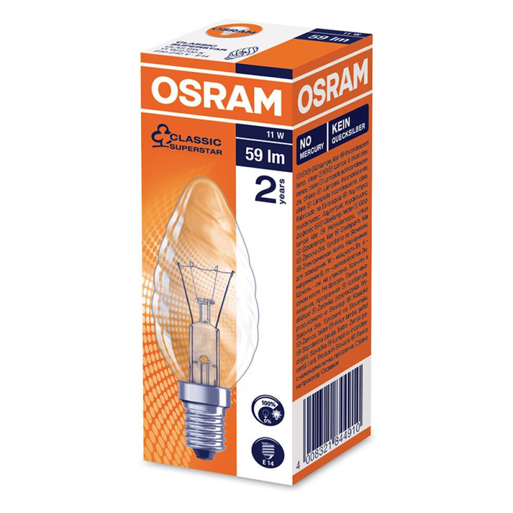 LYSPÆRE OSRAM KRONE CLASSIC BW VRIDD 11W 50LM E14