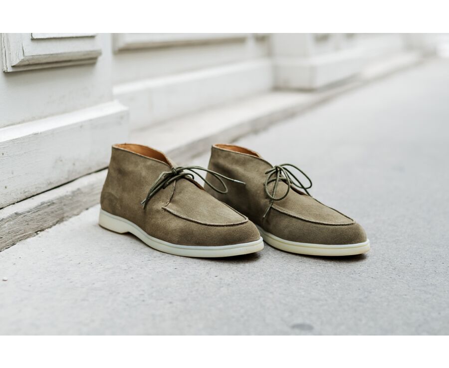Bottines casual homme Velours Kaki - SERENOA