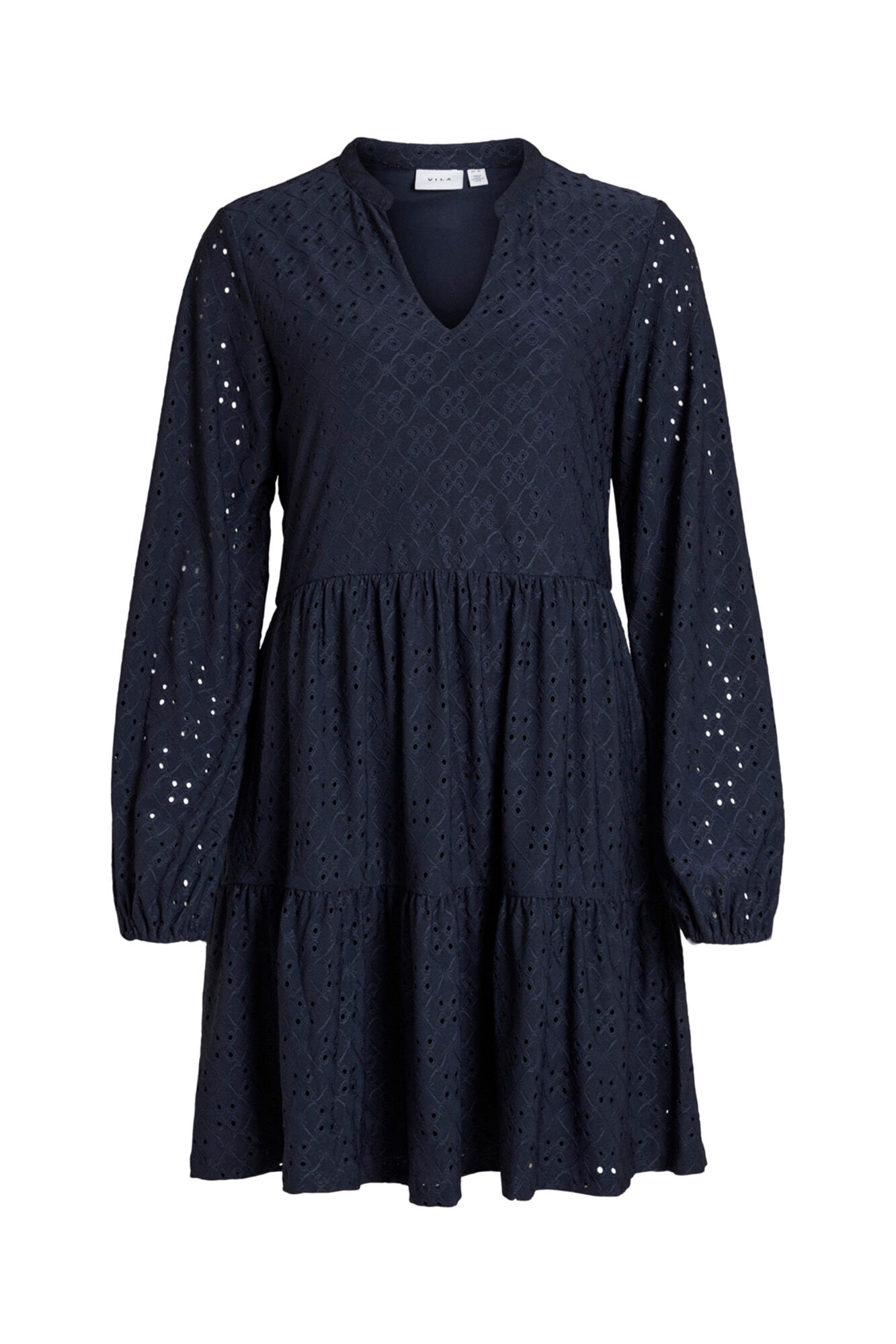 Vestido curto bordado - Azul marinho
