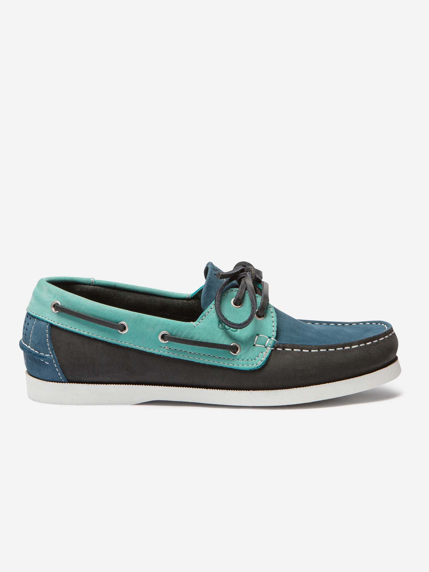 Chaussures Bateau Homme Cuir Turquoise et Marine