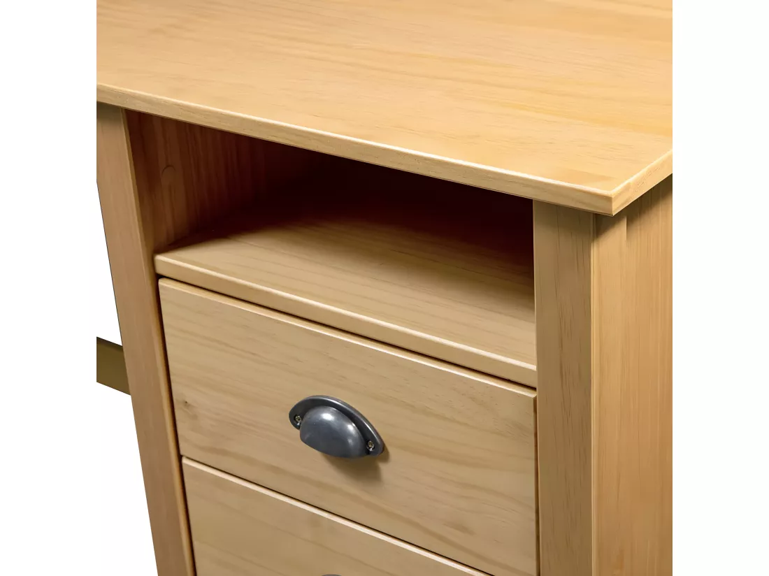 Bureau Hill avec 3 tiroirs 120x50x74 cm Pin solide