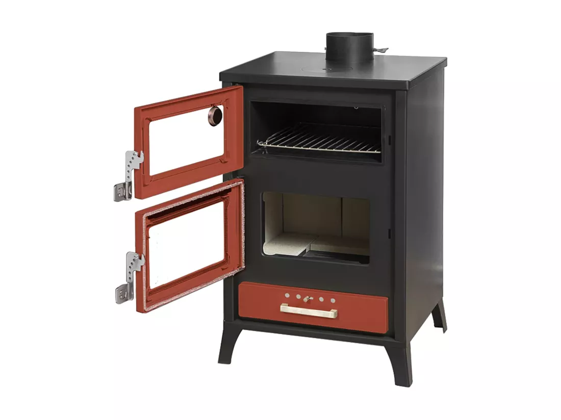 Poêle à bois avec four Marika Rossa 22 Kw L50,5xp58,5xh91,5