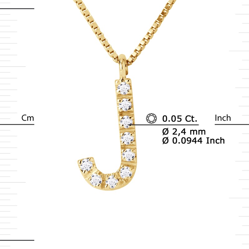 Collier ALPHABET Diamants 0,05 Cts  LETTRE 