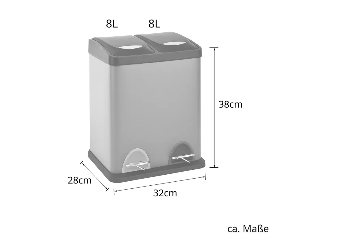 Poubelle de tri 2x8L en inox