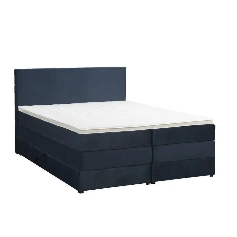 Boxspring met opbergruimte Liv egaal - blauw - 140x200 cm