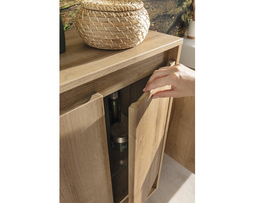 Halfhoge kast FACKELMANN Natura knoestig eiken 60,5 x 82,5 x 32 cm
