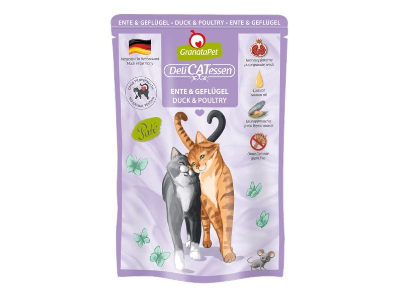 GranataPet Nassfutter DeliCATessen Ente & Geflügel 85 g Alleinfuttermittel für ausgewachsene Katzen