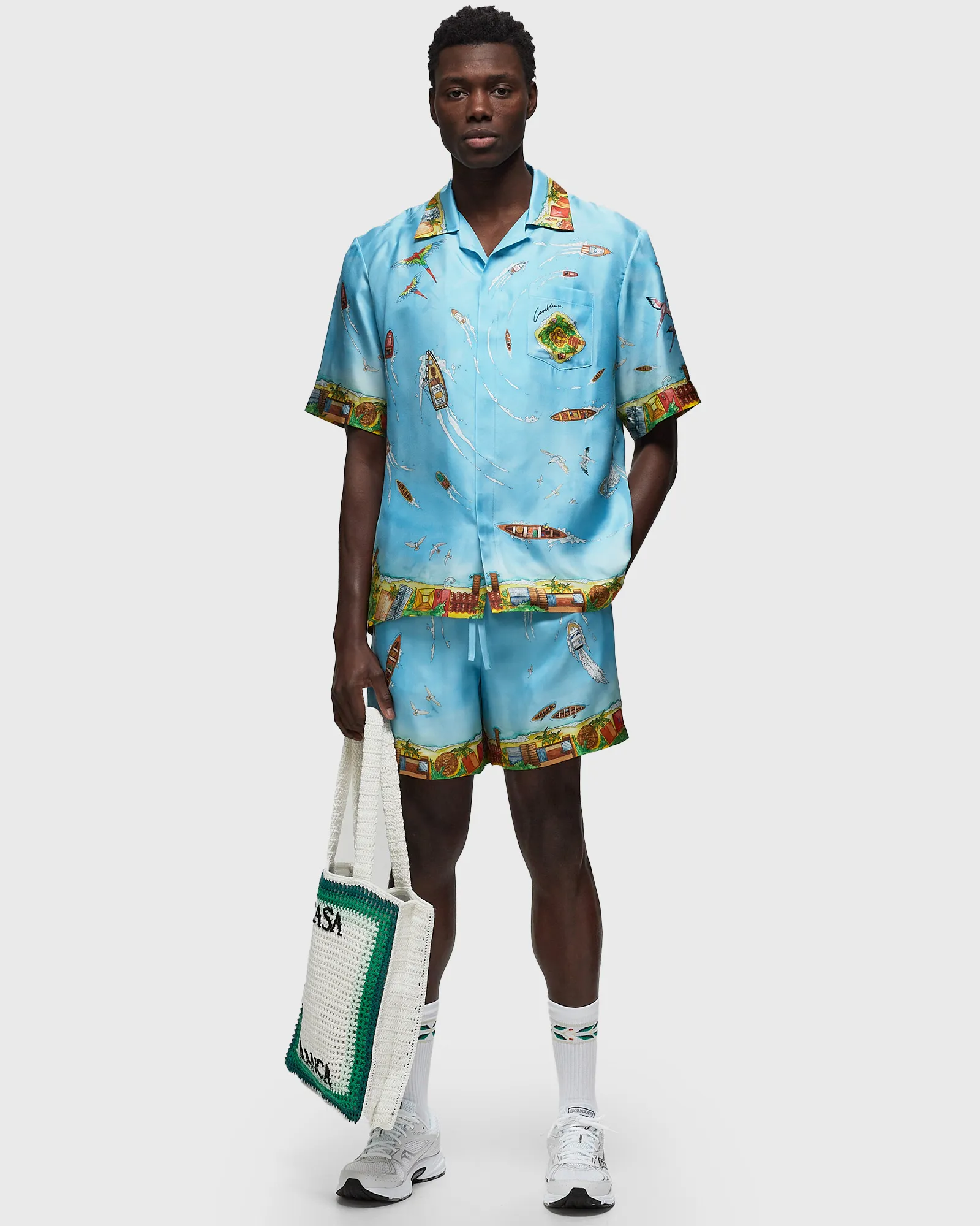 Casablanca UNISEX SILK SHORTS WITH DRAWSTRINGS