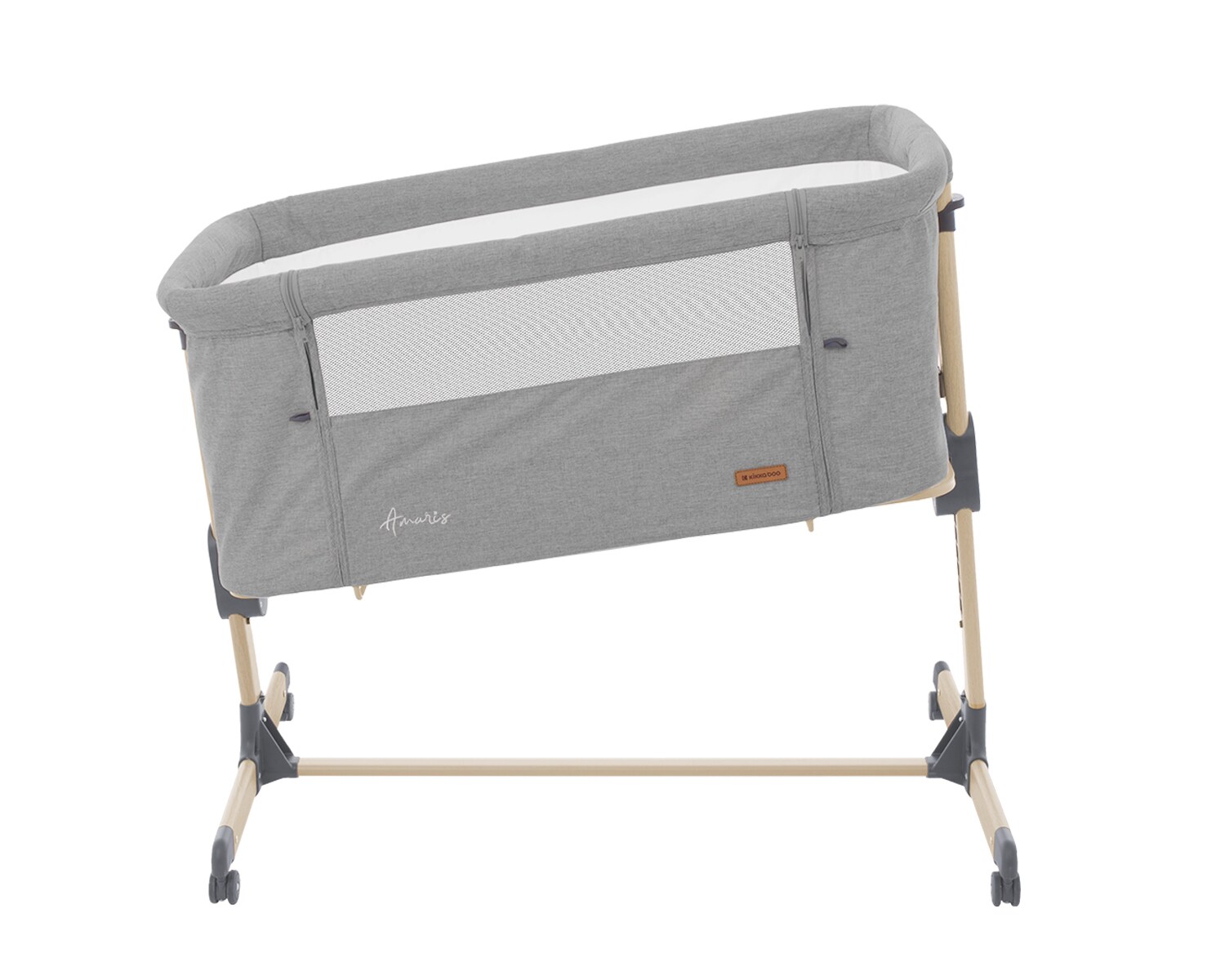 Kikkaboo Beistellbett Amaris eine Seite zum Öffnen Räder verstellbar Anti Reflux grau