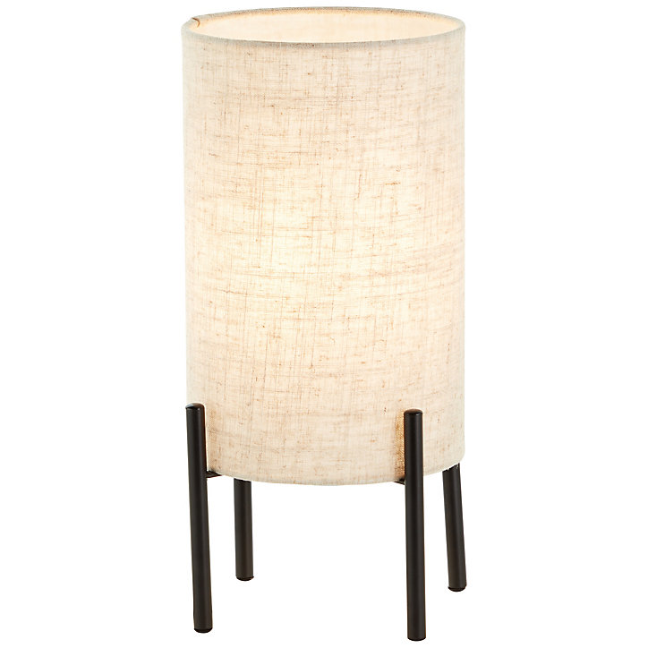 Lampe à poser métal noir et textile naturel Ø16 x H.29 cm 25W IP20 Brillant