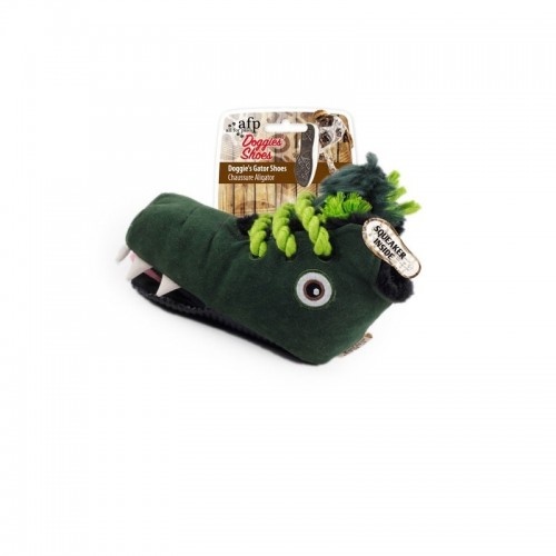 Pantufas de pelúcia verde para cachorro com estampa de crocodilo da All for Paws