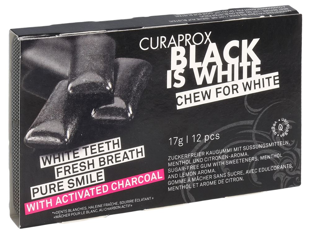 CURAPROX Black is White Kaugummi Blist 12 Stk