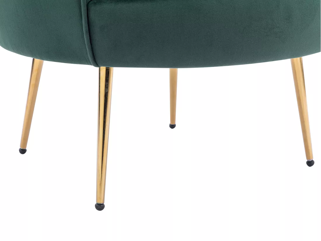 Fauteuil coquillage en velours vert sapin DANDELION de Pascal Morabito