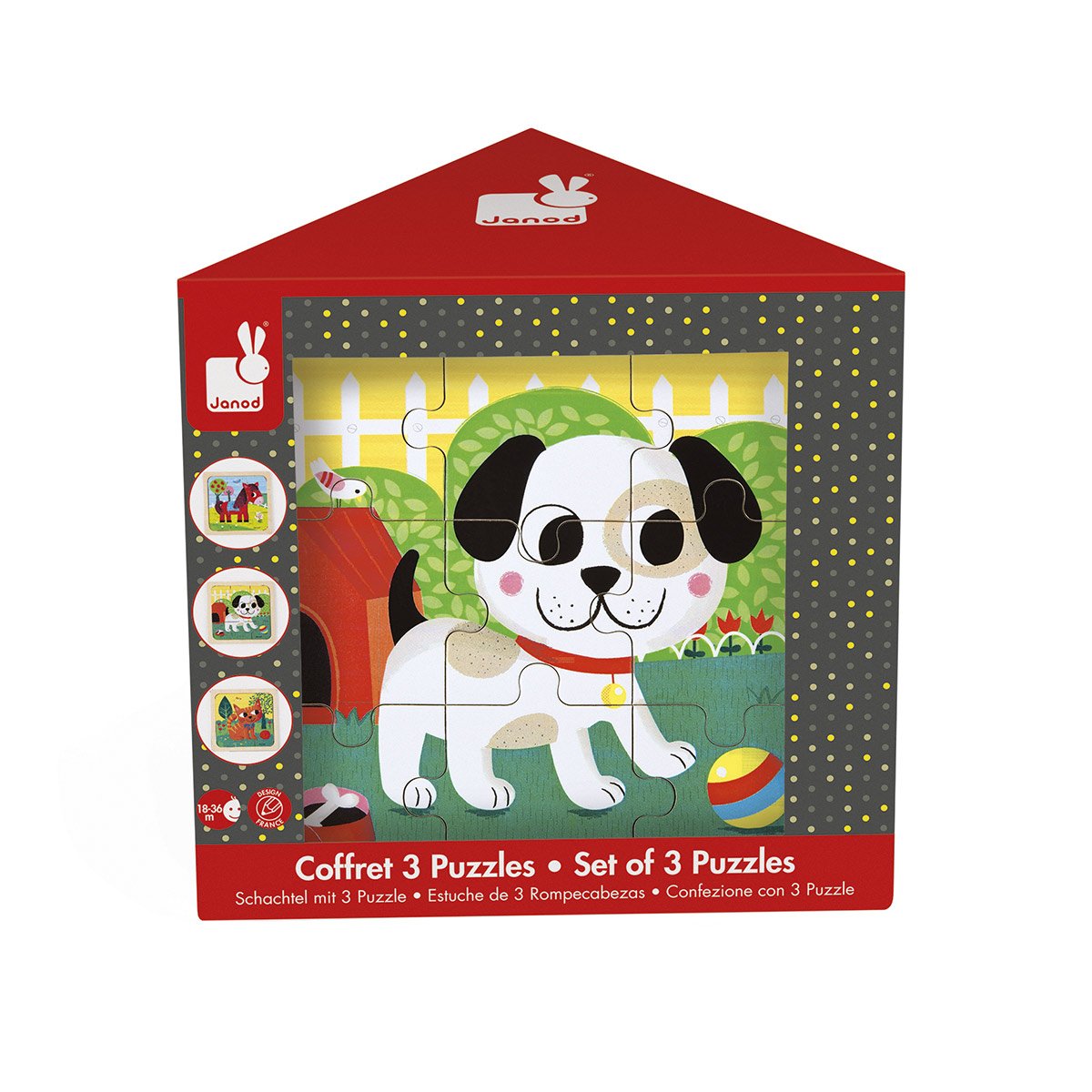 Coffret 3 puzzles en bois : Tornado, Félix, Titus