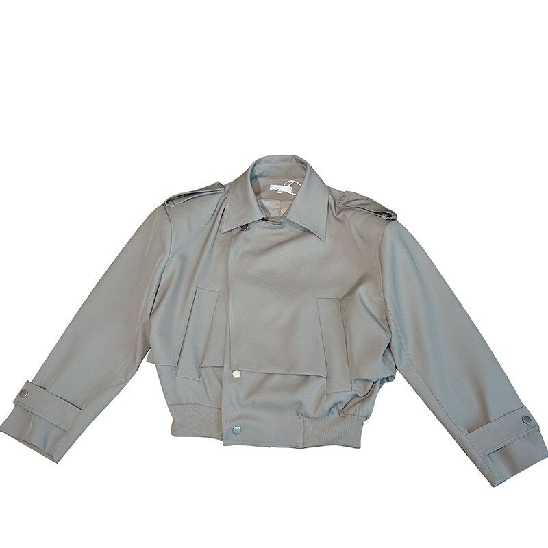 Freehop - Mock tweedelig trenchcoat met kraag en knoopsluiting
