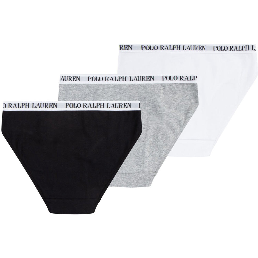 Køb Polo Ralph Lauren White/Polo Black Solid 3 Pack Bikini