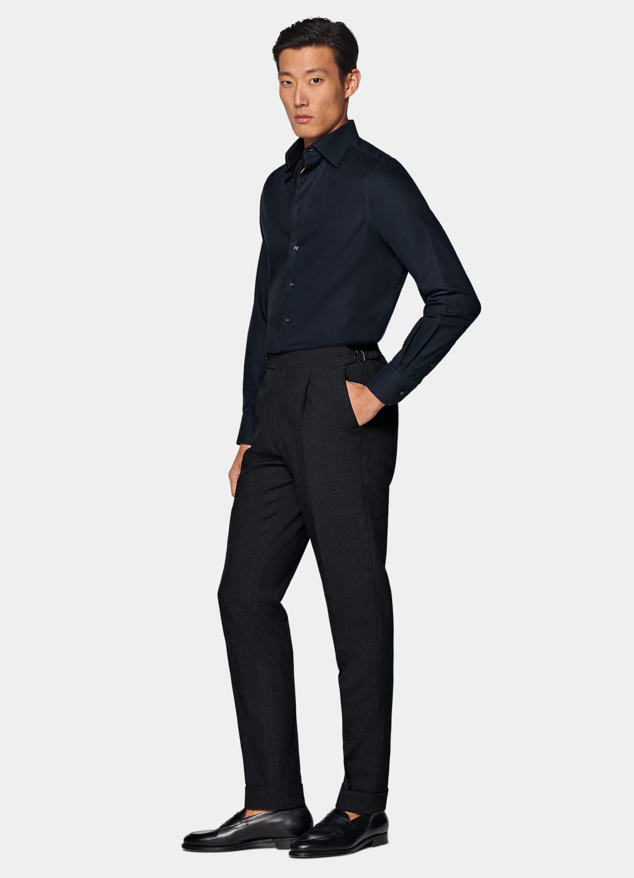 Chemise coupe ajustée en oxford royal bleu marine