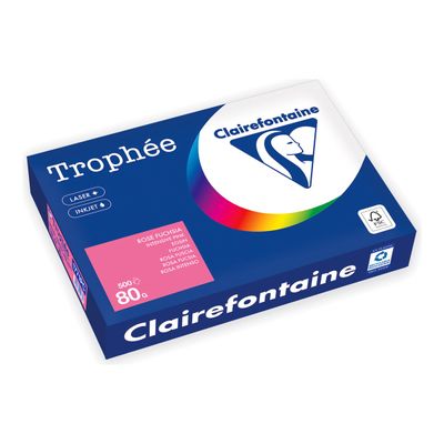 Clairefontaine Trophée -Papier - rose intense - A4 (210 x 297 mm) - 80 g/m² - Ramette de 500 feuilles